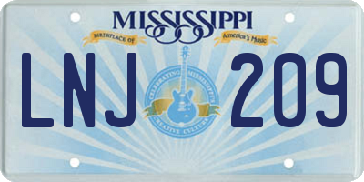 MS license plate LNJ209