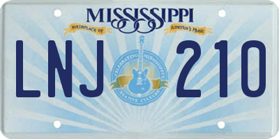 MS license plate LNJ210