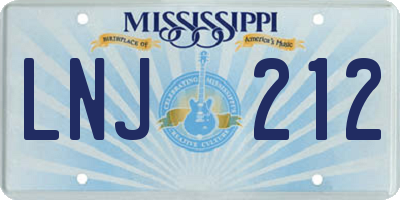 MS license plate LNJ212
