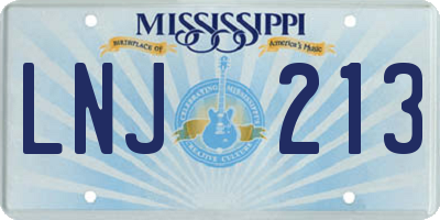 MS license plate LNJ213