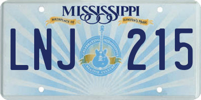 MS license plate LNJ215