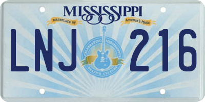 MS license plate LNJ216