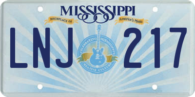 MS license plate LNJ217