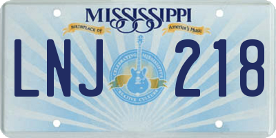 MS license plate LNJ218