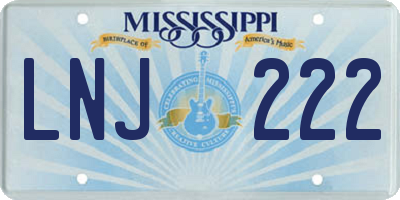 MS license plate LNJ222