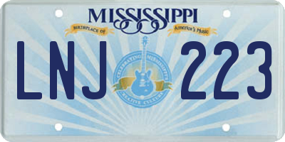 MS license plate LNJ223