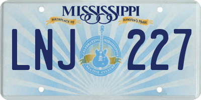 MS license plate LNJ227