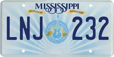 MS license plate LNJ232