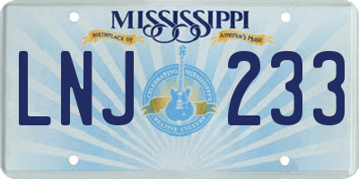 MS license plate LNJ233