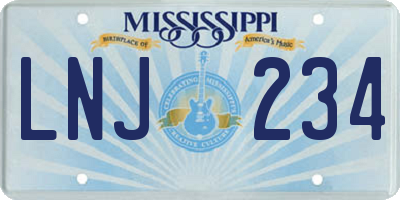 MS license plate LNJ234
