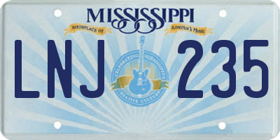 MS license plate LNJ235