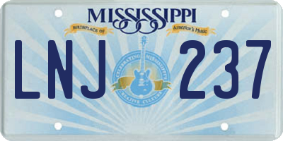 MS license plate LNJ237