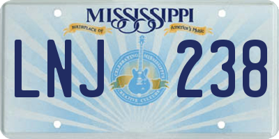 MS license plate LNJ238
