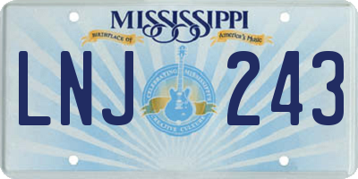 MS license plate LNJ243