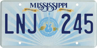 MS license plate LNJ245