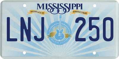 MS license plate LNJ250