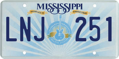 MS license plate LNJ251
