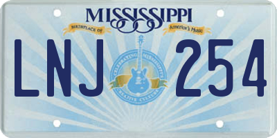 MS license plate LNJ254