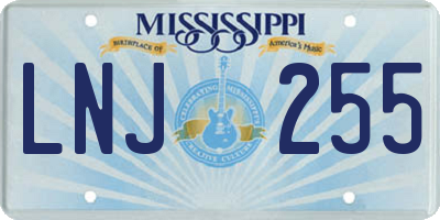 MS license plate LNJ255