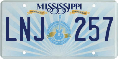 MS license plate LNJ257