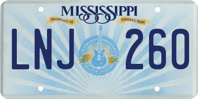 MS license plate LNJ260
