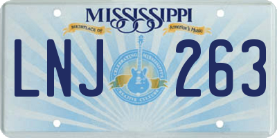 MS license plate LNJ263