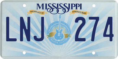 MS license plate LNJ274
