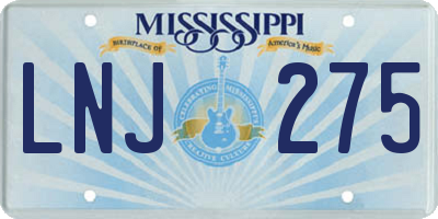 MS license plate LNJ275