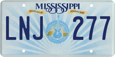 MS license plate LNJ277