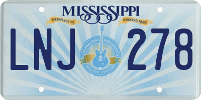 MS license plate LNJ278