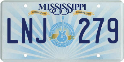 MS license plate LNJ279