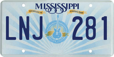 MS license plate LNJ281