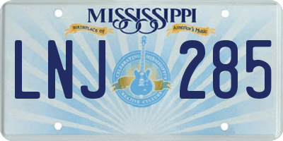 MS license plate LNJ285