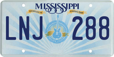 MS license plate LNJ288