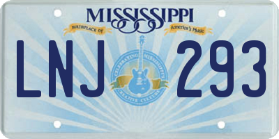 MS license plate LNJ293