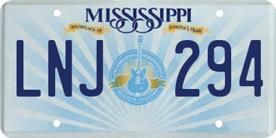 MS license plate LNJ294
