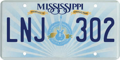 MS license plate LNJ302