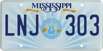 MS license plate LNJ303