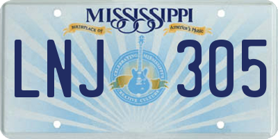 MS license plate LNJ305