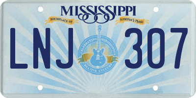 MS license plate LNJ307