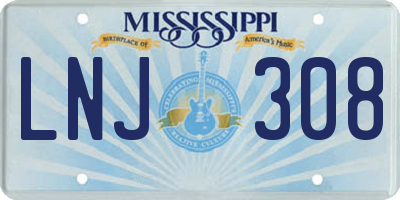 MS license plate LNJ308