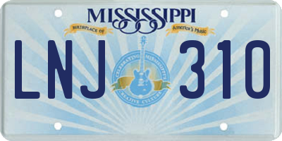 MS license plate LNJ310