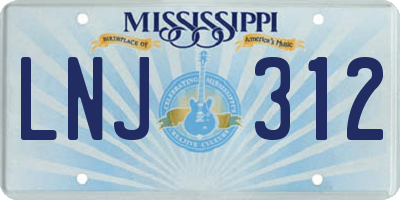MS license plate LNJ312