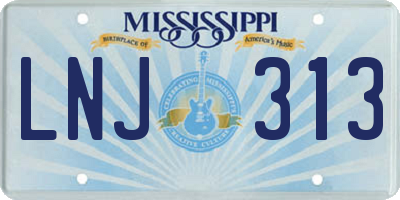 MS license plate LNJ313