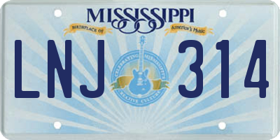 MS license plate LNJ314