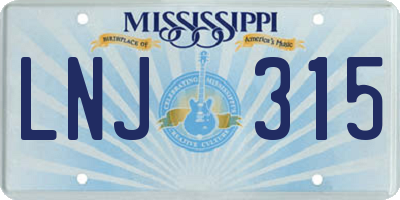 MS license plate LNJ315