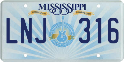 MS license plate LNJ316