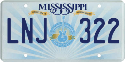 MS license plate LNJ322