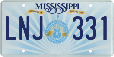 MS license plate LNJ331