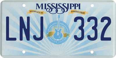 MS license plate LNJ332